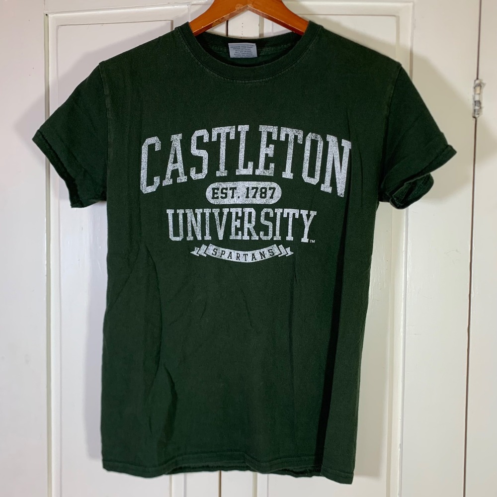 Castleton University Spartans Graphic T-Shirt Green Smal MV Sport Tee Cotton